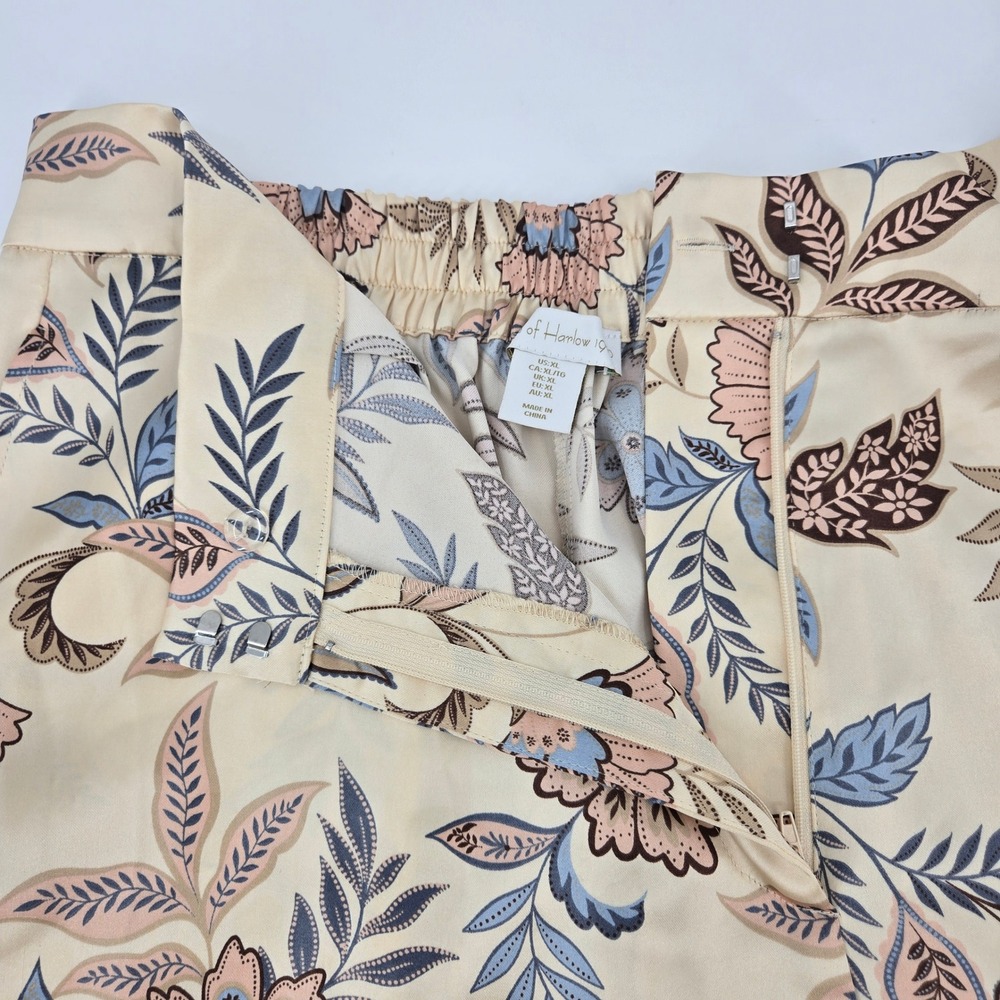 House of Harlow 1960 Floral Wide Leg Pants XL Cream Pink Blue‎ Boho Whimsigoth - Picture 8 of 14